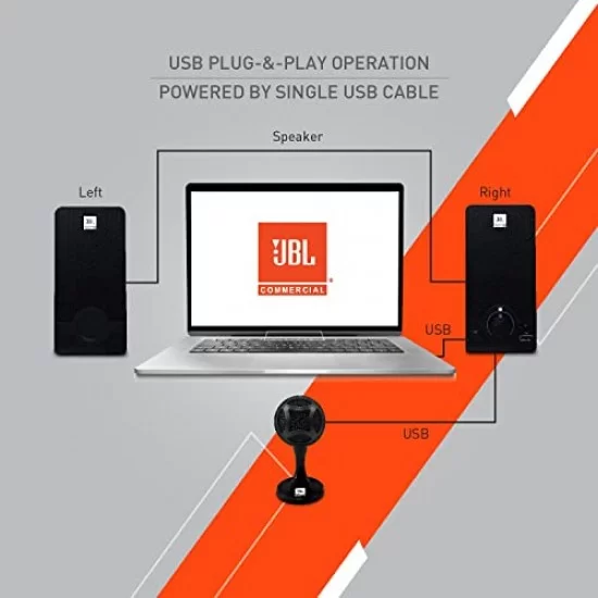 JBL Commercial WFH100 USB Mic & Speaker Bundle for Content Creation, Online Classes, Online Workshops