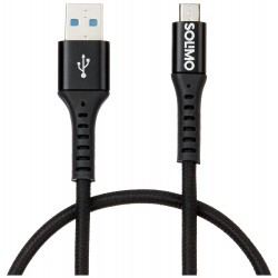 Amazon Brand - Solimo Fast Charging Braided Micro USB Data Cable, Suitable For All Supported Mobile Phones (1.5 Meter, Black)