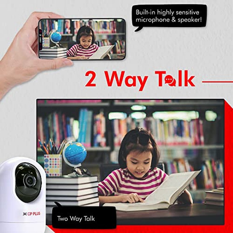 CP PLUS 2 MP Wi-Fi PT Camera.15 Mtr. Full HD Video Camera with 360 Degree with Google and Alexa Assistance, White (CP-E24A)