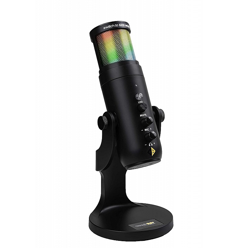 Cosmic Byte Deimos RGB USB Microphone Cardioid Type with Tabletop Stand, 192Khz Sampling Rate for PC, Laptops, Mac (Black)