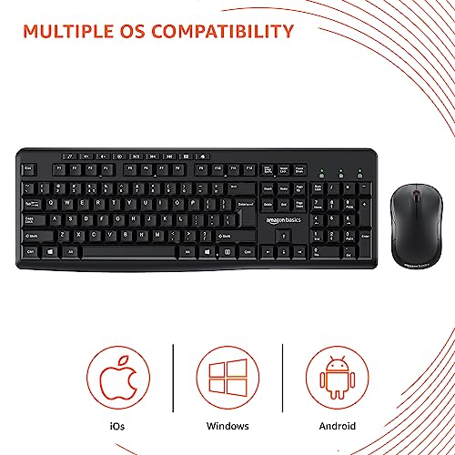 Amazon Basics Wireless Keyboard and Mouse Combo for Windows, 2.4 GHz Wireless, Spill-Resistant Design, 8 Multimedia (Black) Amazon Basics Wireless Keyboard and Mouse Combo for Windows, 2.4 GHz Wireless, Spill-Resistant Design, 8 Multimedia (Black)