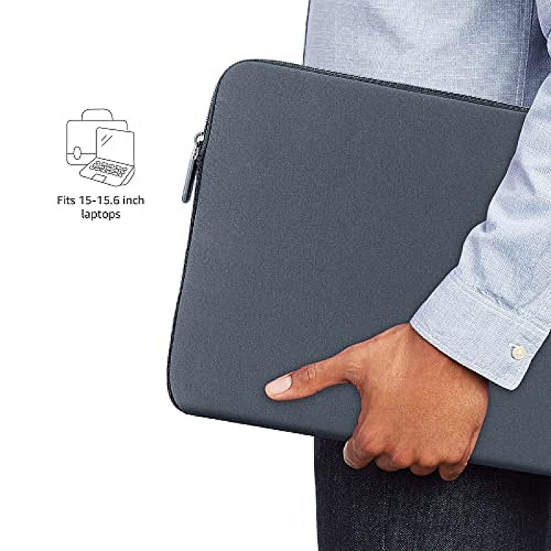 AmazonBasics Laptop Bag Sleeve Case Cover Pouch for 15-inches, 15.6-inches Laptop for Men and Women (Grey)