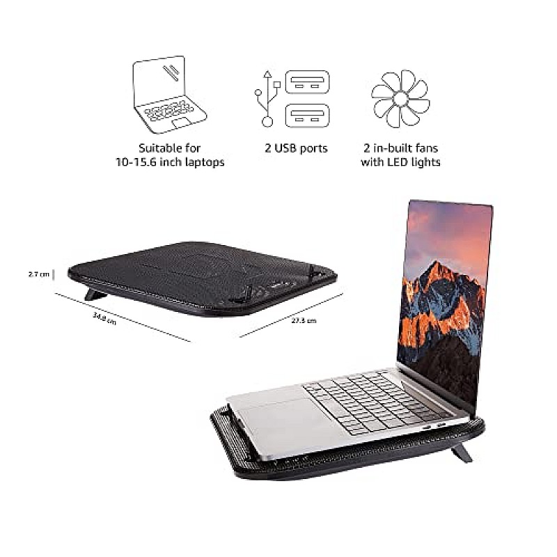 Airtree Laptop Cooling Pad, USB Powered Portable Gaming Laptop Cooler Stand