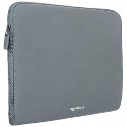 AmazonBasics Laptop Sleeve Case Cover Pouch for 14/35.5 cm Laptop for Men and Women Slim Profile Neoprene, Soft Puffy (Grey)
