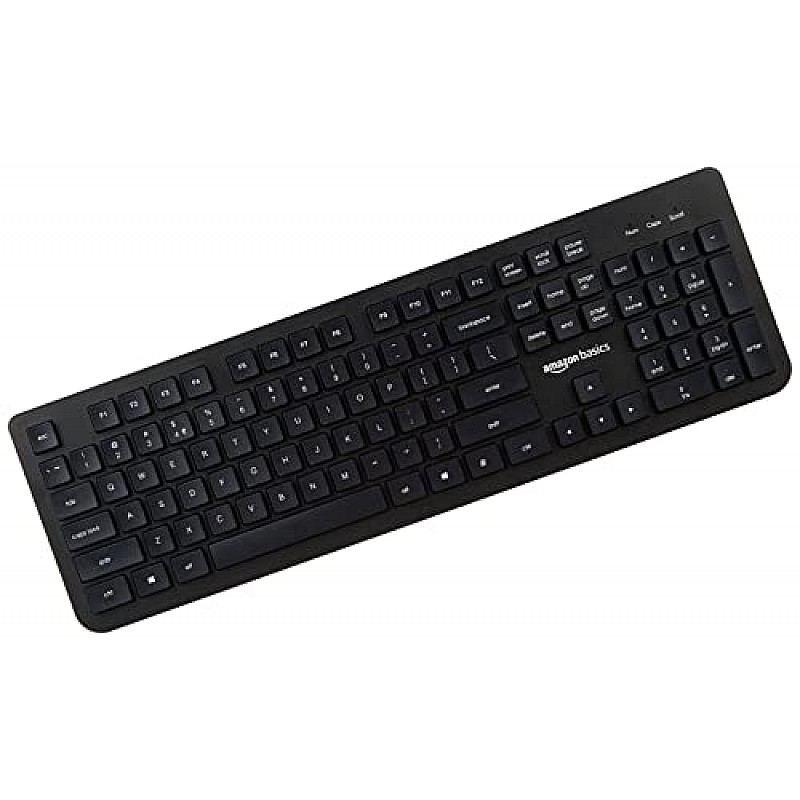 Amazon Basics Wired Keyboard for Windows, USB 2.0 Interface, for PC, Computer, Laptop, Mac (Black)