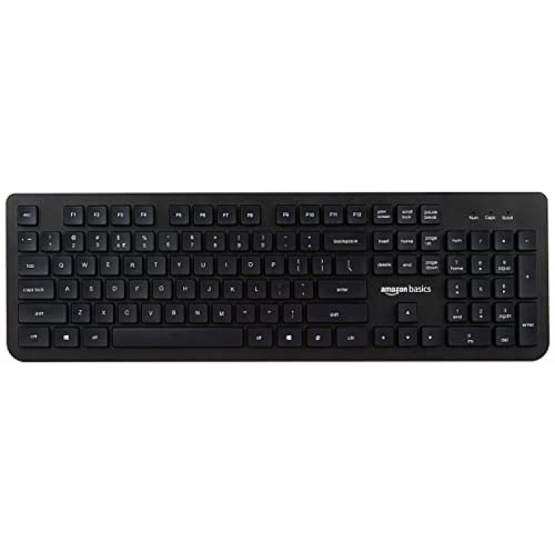 Amazon Basics Wired Keyboard for Windows, USB 2.0 Interface, for PC, Computer, Laptop, Mac (Black)