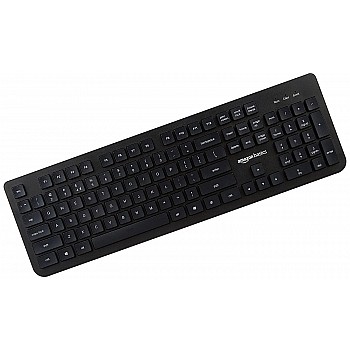 Amazon Basics Wired Keyboard for Windows, USB 2.0 Interface, for PC, Computer, Laptop, Mac (Black)