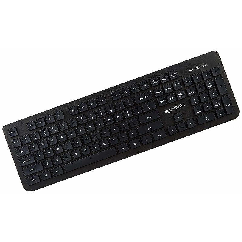 Amazon Basics Wired Keyboard for Windows, USB 2.0 Interface, for PC, Computer, Laptop, Mac (Black)