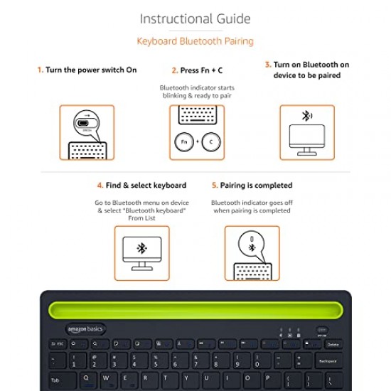 Amazon Basics Wireless Bluetooth Multi-Device Keyboard 