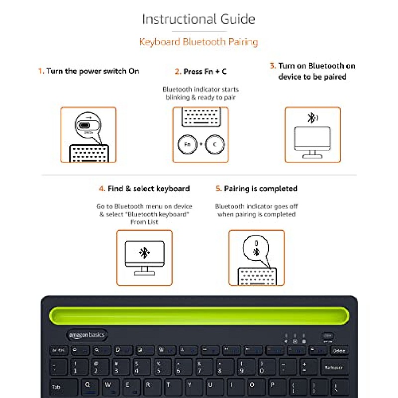 Amazon Basics Wireless Bluetooth Multi-Device Keyboard 