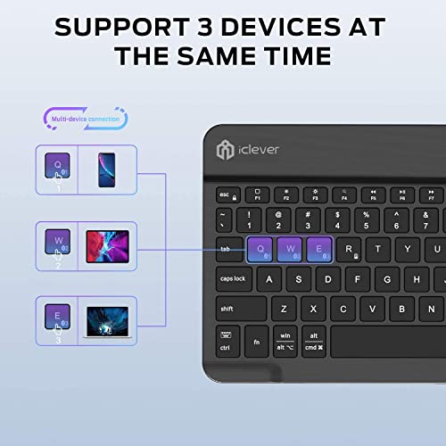 iClever Wireless Keyboard for Mac BK04, Bluetooth Keyboard for Tablet, Universal Slim Portable, 7-Colors Backlit Keyboard iClever Wireless Keyboard for Mac BK04, Bluetooth Keyboard for Tablet, Universal Slim Portable, 7-Colors Backlit Keyboard