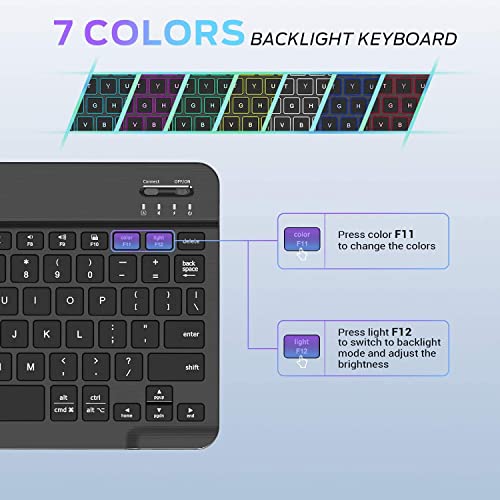 iClever Wireless Keyboard for Mac BK04, Bluetooth Keyboard for Tablet, Universal Slim Portable, 7-Colors Backlit Keyboard iClever Wireless Keyboard for Mac BK04, Bluetooth Keyboard for Tablet, Universal Slim Portable, 7-Colors Backlit Keyboard