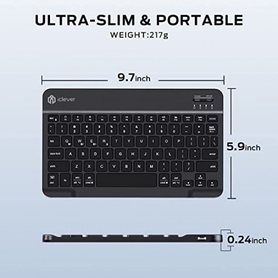 iClever Wireless Keyboard for Mac BK04, Bluetooth Keyboard for Tablet, Universal Slim Portable, 7-Colors Backlit Keyboard