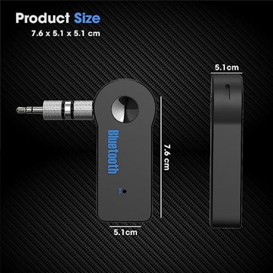 Sounce Bluetooth Receiver/Hands-Free Car Kit, Portable 3.5mm Bluetooth Aux Adapter Wireless Music Streaming for Home, Car Audio Speaker 
