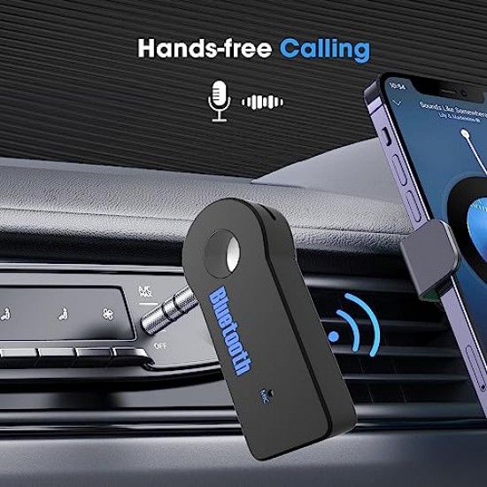 Sounce Bluetooth Receiver/Hands-Free Car Kit, Portable 3.5mm Bluetooth Aux Adapter Wireless Music Streaming for Home, Car Audio Speaker 