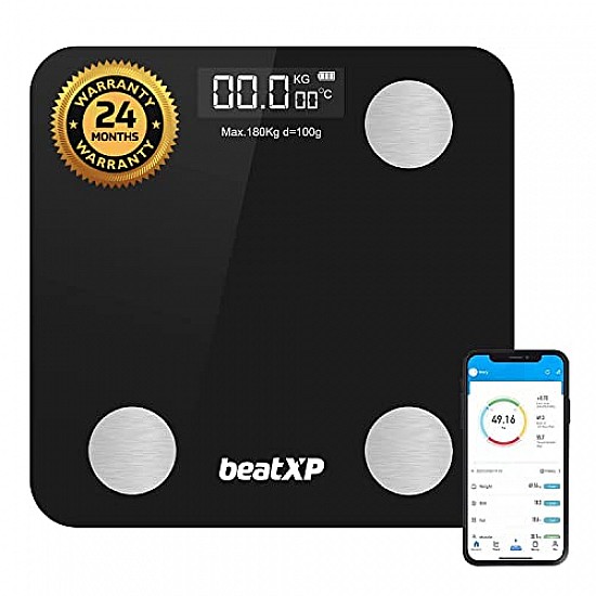 beatXP Smart Bluetooth BMI Weight Machine for Body Weight with 12 Essential Body Parameters