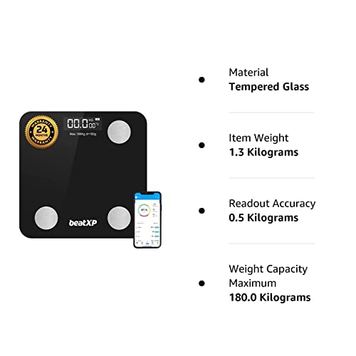 beatXP Smart Bluetooth BMI Weight Machine for Body Weight with 12 Essential Body Parameters beatXP Smart Bluetooth BMI Weight Machine for Body Weight with 12 Essential Body Parameters