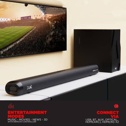 boAt Aavante Bar 4000DA with Dolby Atmos 3D 200 W Bluetooth Soundbar (Premium Black, 2.1 Channel) boAt Aavante Bar 4000DA with Dolby Atmos 3D 200 W Bluetooth Soundbar (Premium Black, 2.1 Channel)