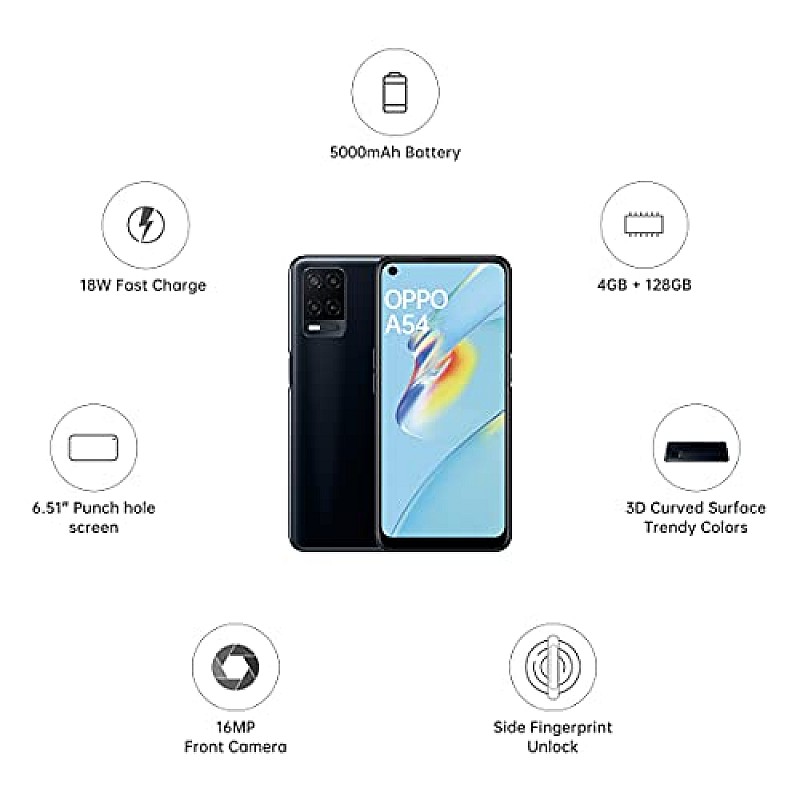 OPPO A54  Crystal Black,4GB RAM, 128GB Storage) Refurbished