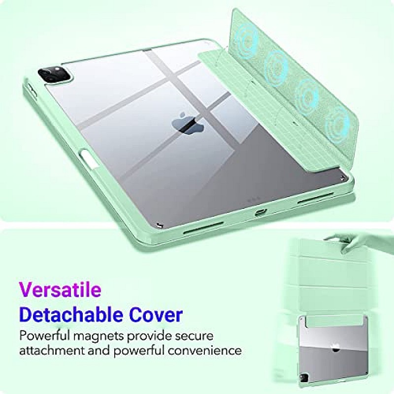 LIRAMARK Hybrid Series with Detachable Magnetic Front and Pencil Holder Back Cover Case Compatible with Apple iPad 5th Gen - Ocean Blue