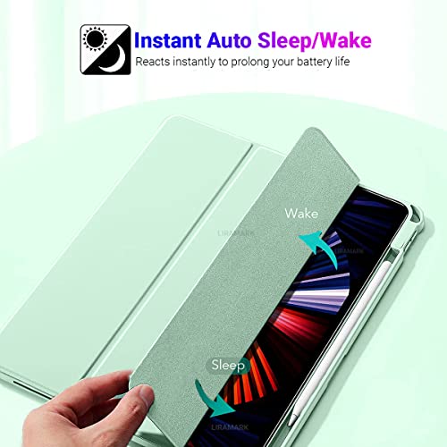 LIRAMARK Hybrid Series with Detachable Magnetic Front and Pencil Holder Back Cover Case Compatible with Apple iPad 5th Gen - Ocean Blue LIRAMARK Hybrid Series with Detachable Magnetic Front and Pencil Holder Back Cover Case Compatible with Apple iPad 5th Gen - Ocean Blue