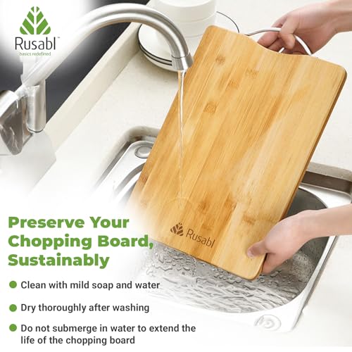 Rusabl Bamboo Wooden Chopping Board for Kitchen with Metal Handle, Vegetable Cutting Board Rusabl Bamboo Wooden Chopping Board for Kitchen with Metal Handle, Vegetable Cutting Board