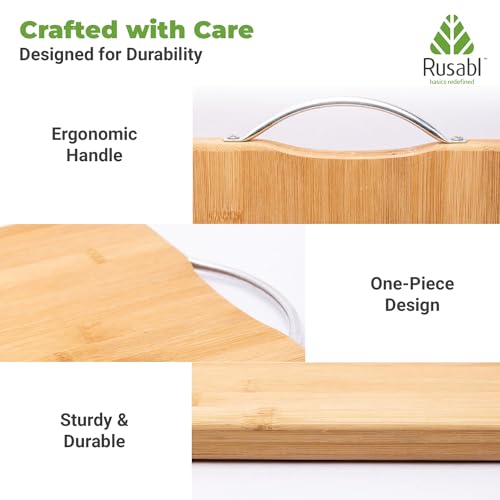 Rusabl Bamboo Wooden Chopping Board for Kitchen with Metal Handle, Vegetable Cutting Board Rusabl Bamboo Wooden Chopping Board for Kitchen with Metal Handle, Vegetable Cutting Board