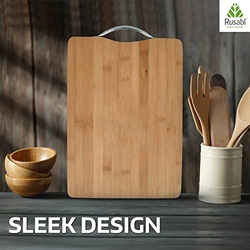 Rusabl Bamboo Wooden Chopping Board for Kitchen with Metal Handle, Vegetable Cutting Board Rusabl Bamboo Wooden Chopping Board for Kitchen with Metal Handle, Vegetable Cutting Board