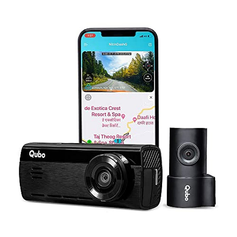 Qubo HCA01 Dashcam|1080p|Wide Angle View|G-Sensor|WiFi|Emergency Recording Vehicle Camera System