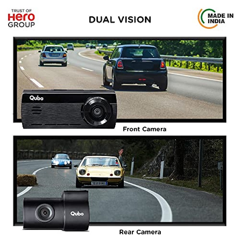 Qubo HCA01 Dashcam|1080p|Wide Angle View|G-Sensor|WiFi|Emergency Recording Vehicle Camera System