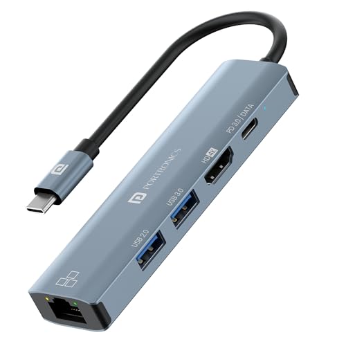 Portronics Mport 51 5-in-1 Type C HUB with RJ 45 Ethernet Port, 5Gbps Data Transfer (Black) Portronics Mport 51 5-in-1 Type C HUB with RJ 45 Ethernet Port, 5Gbps Data Transfer (Black)