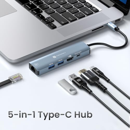 Portronics Mport 51 5-in-1 Type C HUB with RJ 45 Ethernet Port, 5Gbps Data Transfer (Black) Portronics Mport 51 5-in-1 Type C HUB with RJ 45 Ethernet Port, 5Gbps Data Transfer (Black)