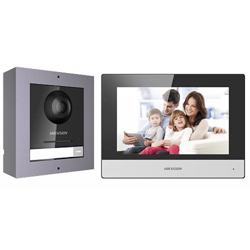 HIKVISION Analog Video Intercom System with 7" TFT LCD Screen Wired Video Door Phone/Bell, 1080p Resolution (DS-KIS202T)