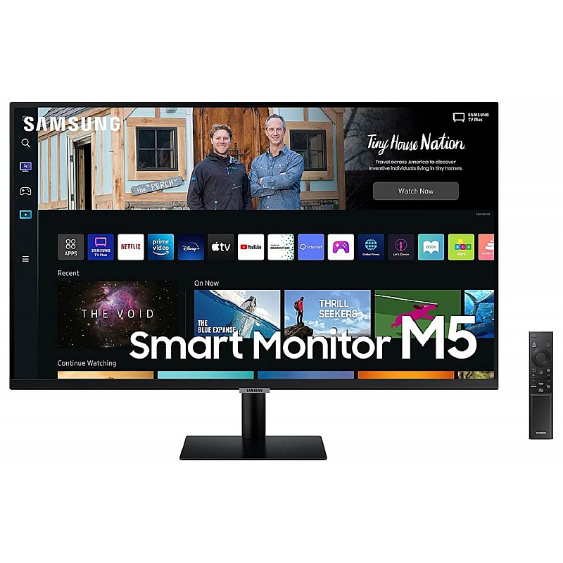 Samsung 27-inch(68.58cm) M5 FHD Smart Monitor Speakers Remote 1 Billion Color Ls27Bm500Ewxxl Black