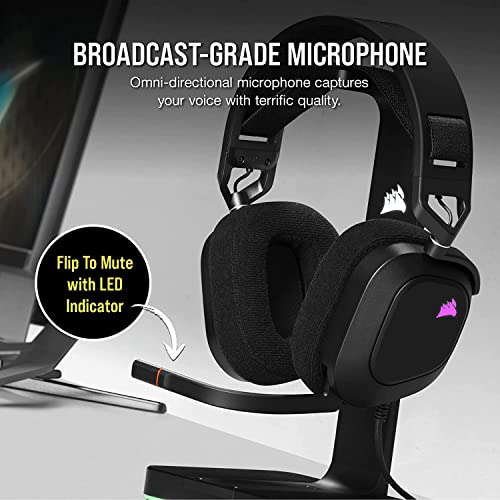 Corsair HS80 RGB Wired USB Premium Gaming On-Ear Headphones Black Corsair HS80 RGB Wired USB Premium Gaming On-Ear Headphones Black