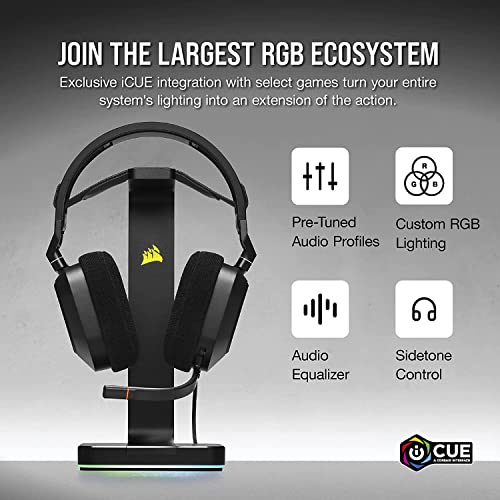 Corsair HS80 RGB Wired USB Premium Gaming On-Ear Headphones Black Corsair HS80 RGB Wired USB Premium Gaming On-Ear Headphones Black