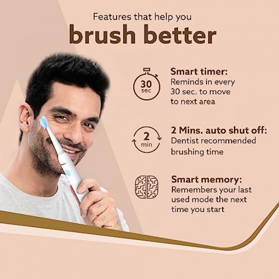AGARO COSMIC Lite Sonic Electric Toothbrush for Adults with 6 Modes, 3 Brush Heads, 1 Interdental Head and Rechargeable with 3.5 Hours