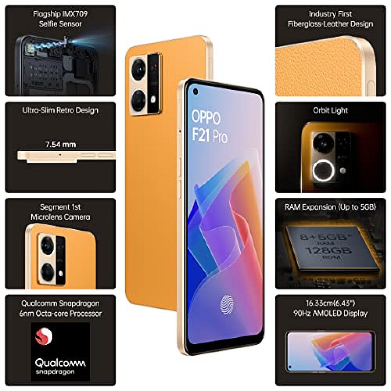 Oppo F21 Pro Sunset Orange, 8GB RAM, 128 Storage Refurbished