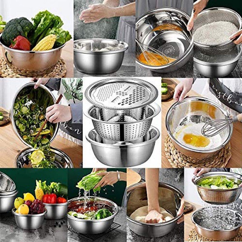 Airtree 3 in 1 Stainless Steel Basin Grater Colander