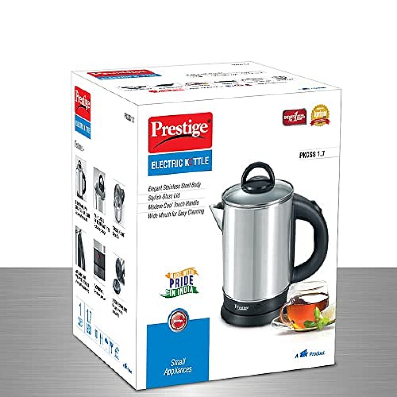 Prestige 1.7L Electric Kettle with Elegant Design Electric Kettle (1.7 L, Silver)