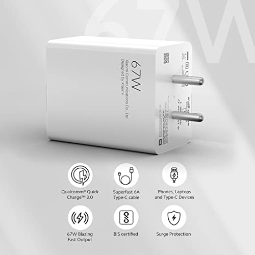 Mi 67W Sonic Charge Combo Mi/Xiaomi Redmi Charger Superfast 6A Type C Included Adapter USB to Type C Cable Original Mi 67W Sonic Charge Combo Mi/Xiaomi Redmi Charger Superfast 6A Type C Included Adapter USB to Type C Cable Original