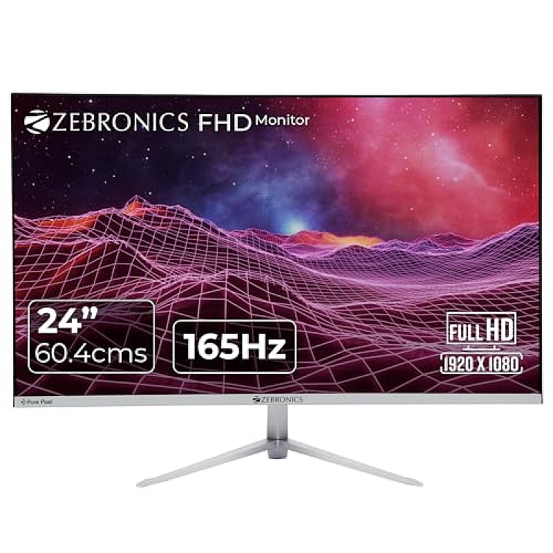 ZEBRONICS A27FHD LED, Gaming Monitor, 27 inch (68.58cm), 300 nits, 165hz Metal Stand, Built-in Speakers White