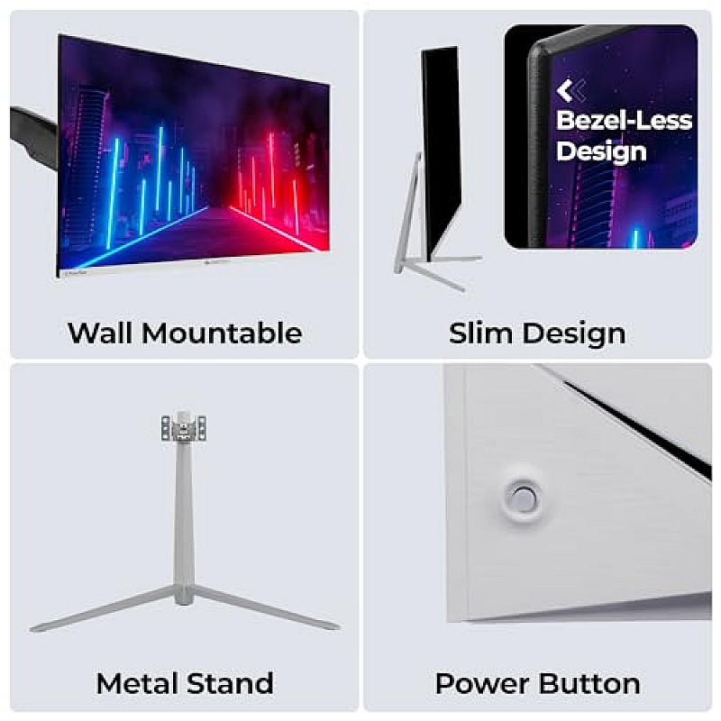 ZEBRONICS A27FHD LED, Gaming Monitor, 27 inch (68.58cm), 300 nits, 165hz Metal Stand, Built-in Speakers White