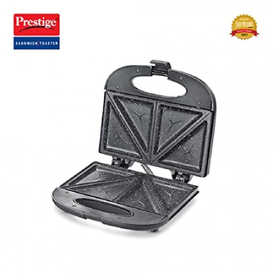 Prestige PSFSP - Spatter Coated Non-stick Sandwich Toasters With fixed Sandwich Plates, Black