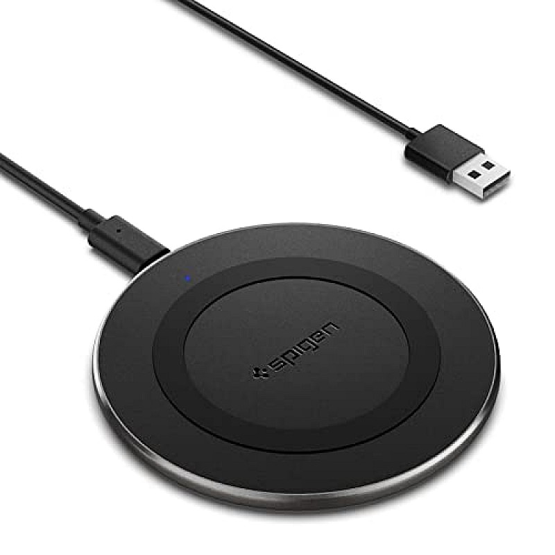 Spigen Essential Wireless Charger for iPhone 14/13/12/11/X.8 Series, Samsung Galaxy S23/S22/S21/S20 - Black