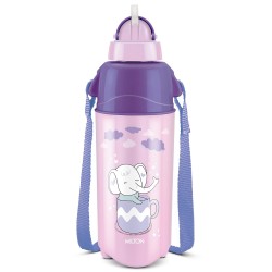 Milton Kool Trendy 500 Plastic Insulated Water Bottle with Straw for Kids, 490 ml, Purple