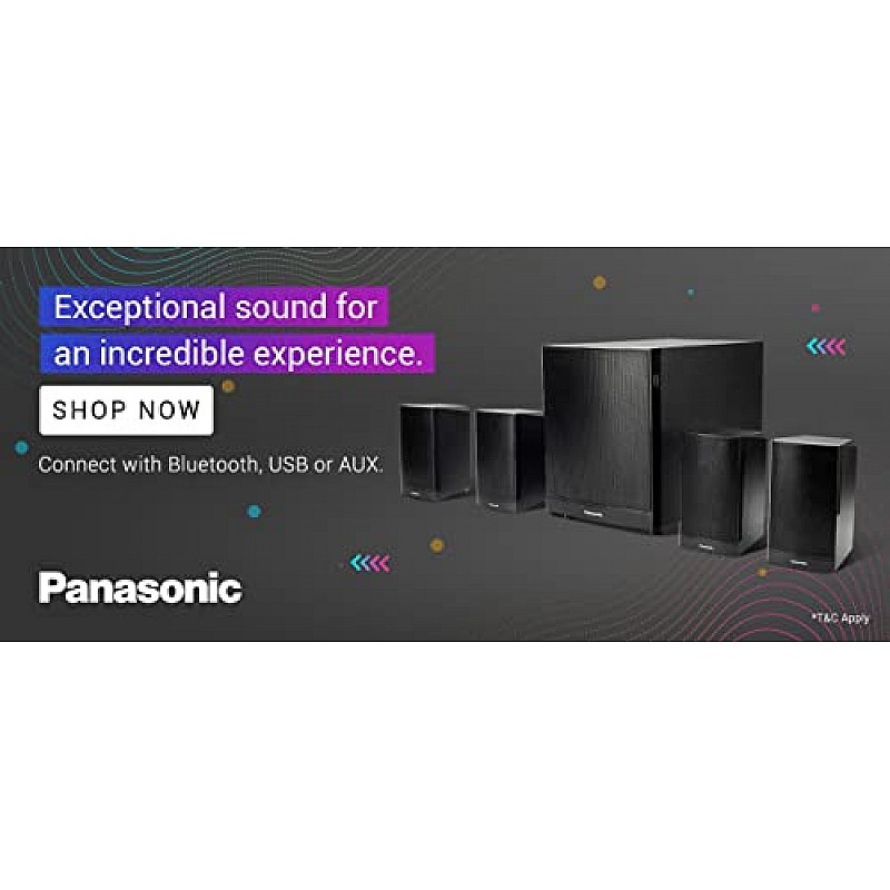 Panasonic SC-HT460GW-K 4.1 Ch Home Theatre, 100W, Bluetooth, USB, AUX, Powerful Subwoofer Speaker system (Black)