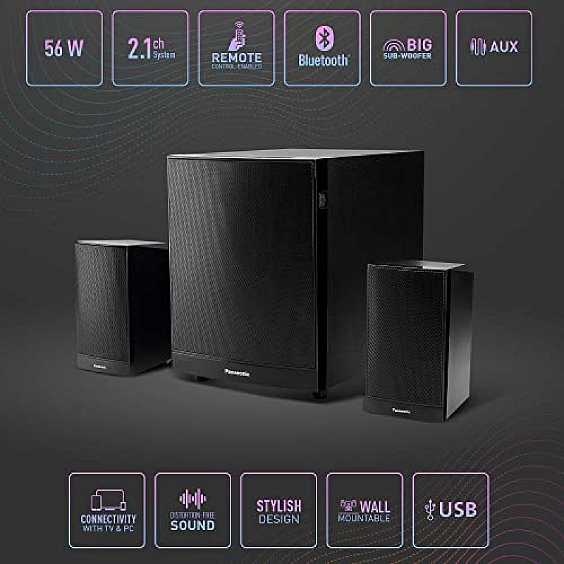 Panasonic SC-HT250GW-K 56 W Bluetooth Home Theatre Black, 2.1 Channel