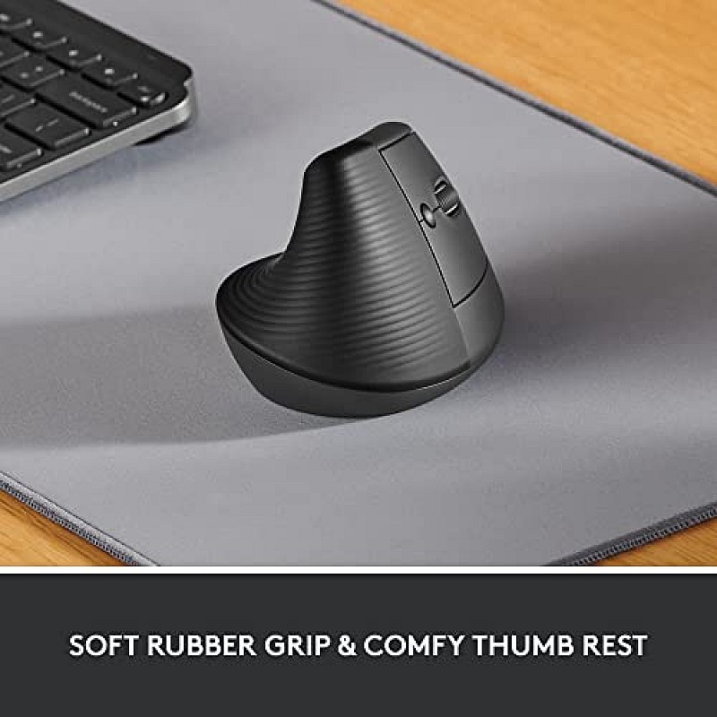 Logitech Lift Vertical Ergonomic Mouse, Wireless, Bluetooth