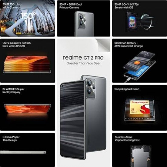 Realme GT 2 Pro (Steel Black, 8GB RAM, 128GB Storage) Refurbished
